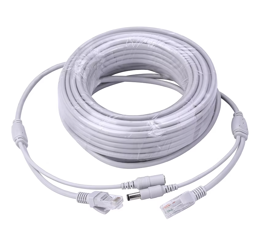 10 М  Optional 2.1mm/5.5mm jack RJ45 + DC Power Extension Ethernet CCTV Cable For IP Cameras NVR System